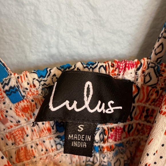 Lulu's Womens Size S Maxin' Relaxin' Blue Multi Print Sleeveless Tie-Strap Maxi - Picture 8 of 14